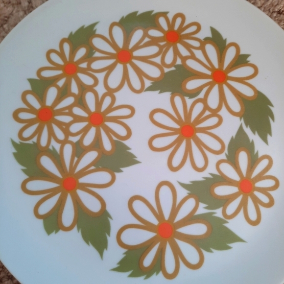 Vintage MCM Texas Ware 9" melamine 70s floral pattern dinner plates 4 pieces - Picture 4 of 10